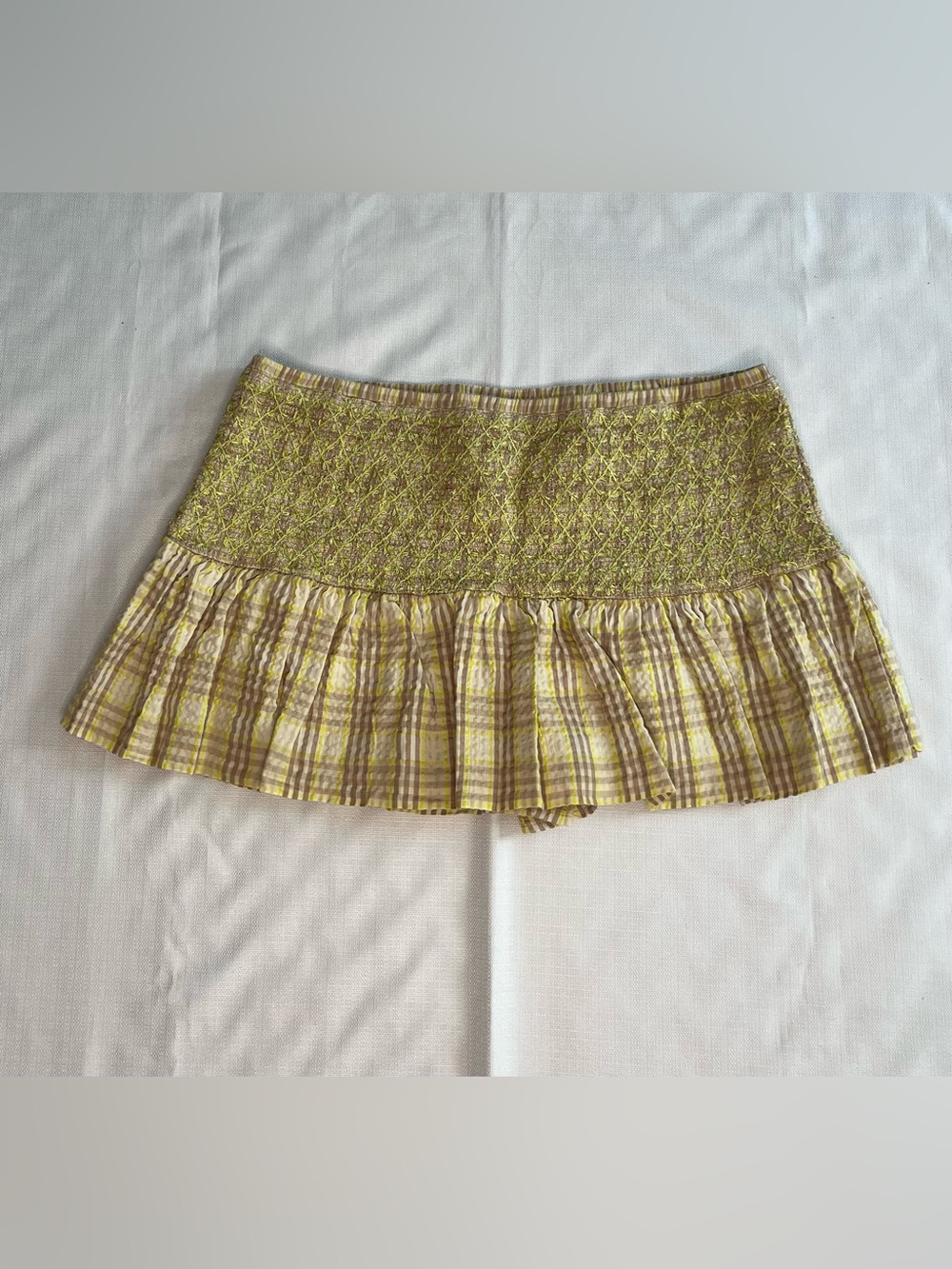Maeve by Anthropologie Skort Plaid Ruffle Smocked Mini Y2K Coquette Preppy